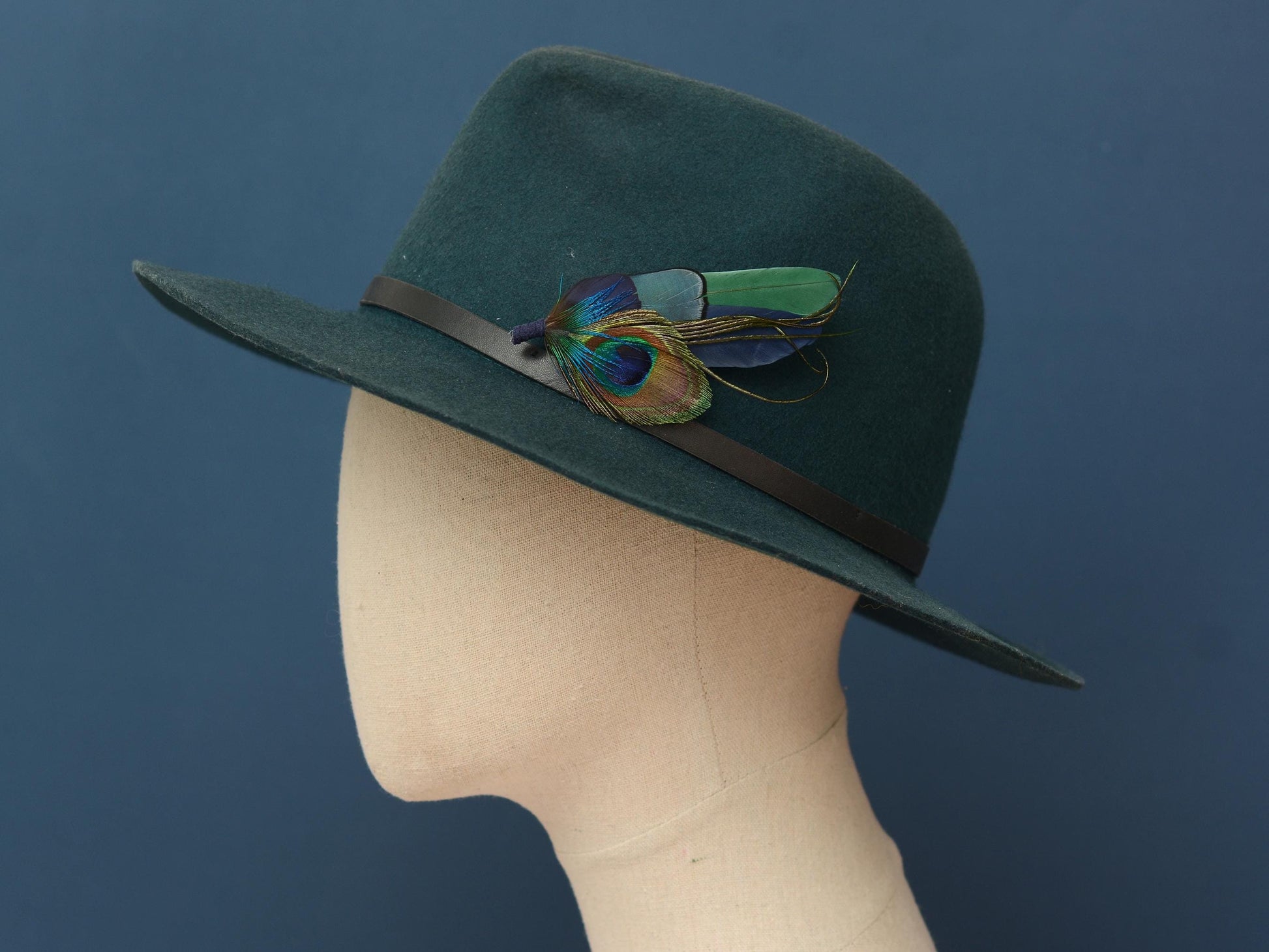 Green and Navy Peacock and Pheasant Feather Boutonniere | Peacock Feather Corsage | Peacock Feather Hat Pin