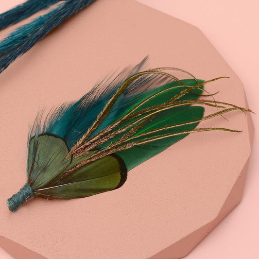 Shades of Green and Teal Feather Lapel Pin | Duck Feather Boutonniere | Pheasant Feather Brooch | Feather Hat Pin