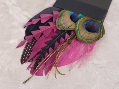 Plum Purple and Peacock Feather Pocket Square No.214 | Suit Accessory | Feather Neck Tie | Grooms Outfit | Groomsmen Gift