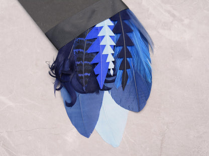 Feather Pocket Square in Shades of Blue No.257 | Suit Accessory | Feather Neck Tie | Grooms Outfit | Groomsmen Gift