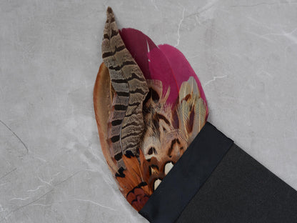 Burgundy and Copper Pheasant Feather Pocket Square No.199 | Suit Accessory | Feather Neck Tie | Grooms Outfit | Groomsmen Gift