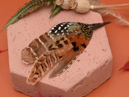 Natural Copper Pheasant Feather Boutonniere / Hat Pin No.275 | Unique Pheasant Feather Hat Pin