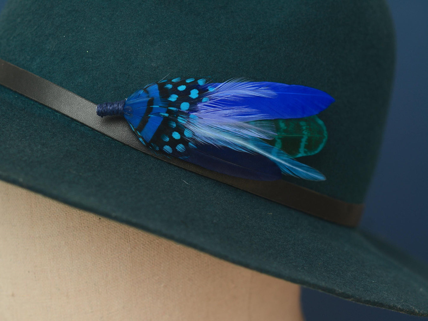 Shades of Blue Feather Hat Pin | Blue Feather Boutonniere | Feather Brooch | Feather Corsage