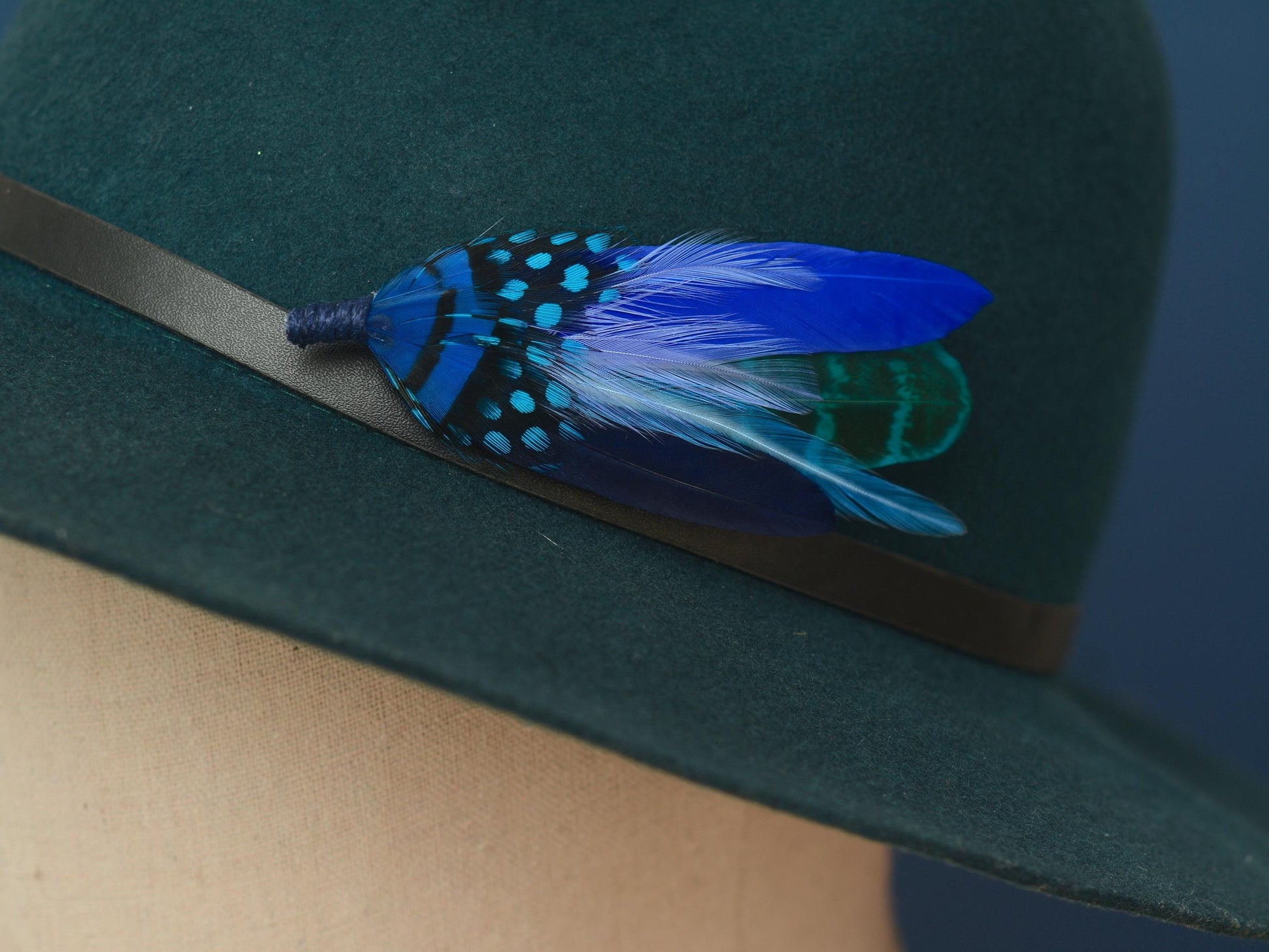 Shades of Blue Feather Hat Pin | Blue Feather Boutonniere | Feather Brooch | Feather Corsage