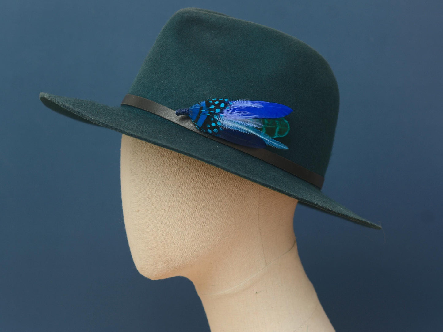 Shades of Blue Feather Hat Pin | Blue Feather Boutonniere | Feather Brooch | Feather Corsage