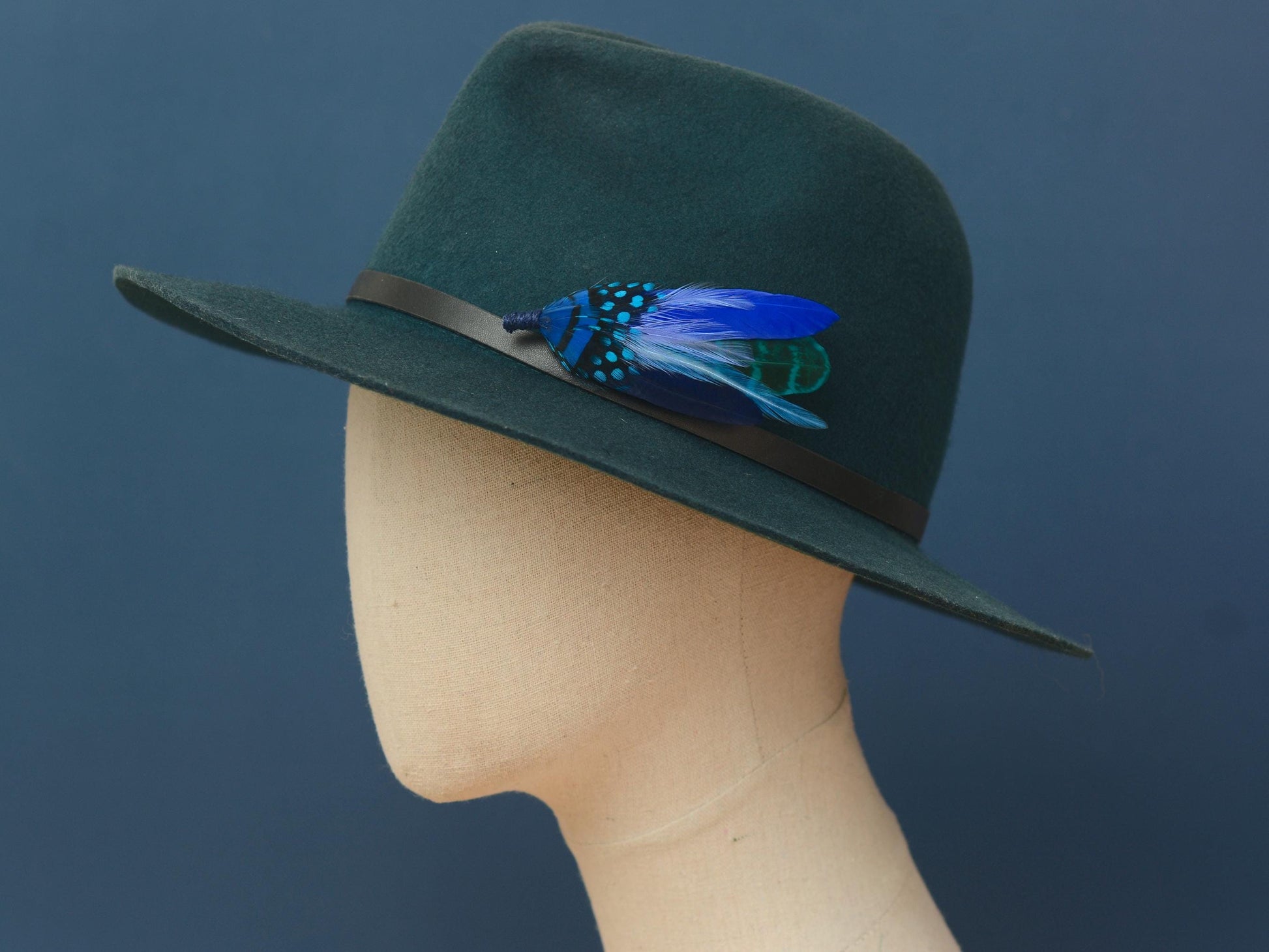 Shades of Blue Feather Hat Pin | Blue Feather Boutonniere | Feather Brooch | Feather Corsage