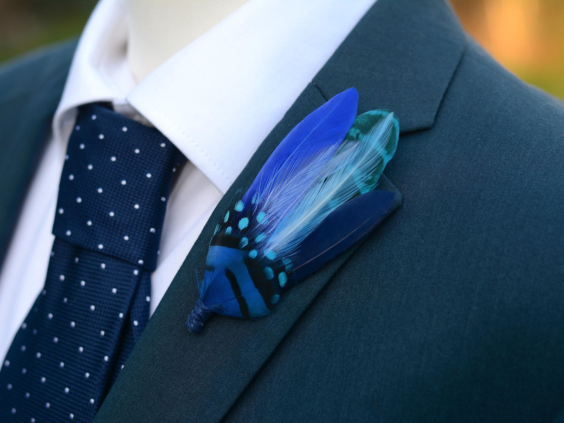 Shades of Blue Feather Hat Pin | Blue Feather Boutonniere | Feather Brooch | Feather Corsage