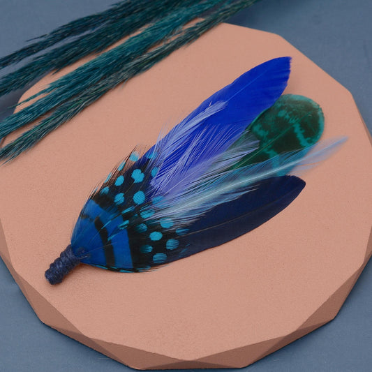 Shades of Blue Feather Hat Pin | Blue Feather Boutonniere | Feather Brooch | Feather Corsage