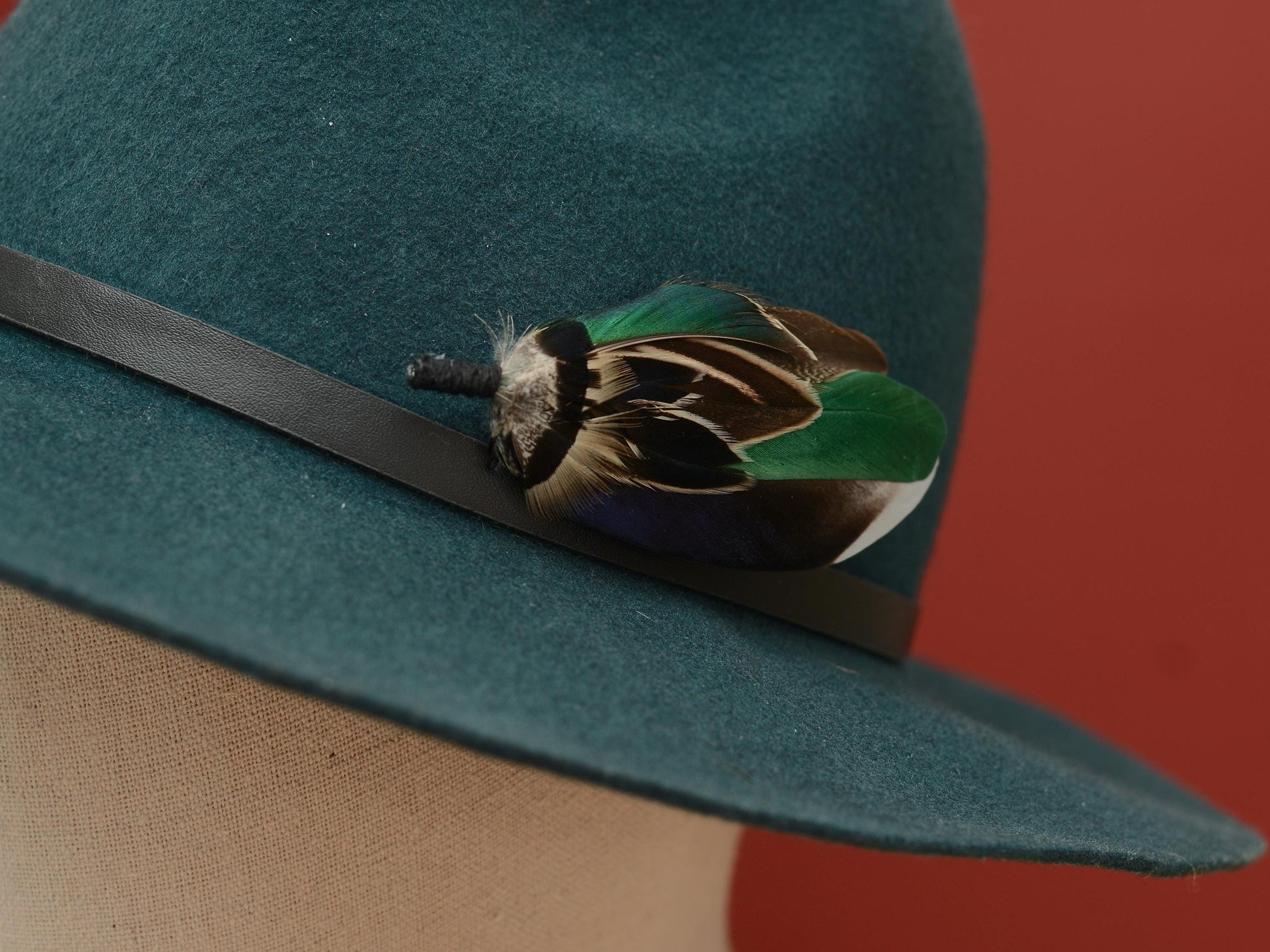 Bottle Green Duck Feather Pin Small No.232 | Duck Feather Boutonniere | Pheasant Feather Brooch | Feather Hat Pin