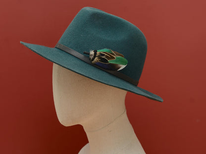 Bottle Green Duck Feather Pin Small No.232 | Duck Feather Boutonniere | Pheasant Feather Brooch | Feather Hat Pin