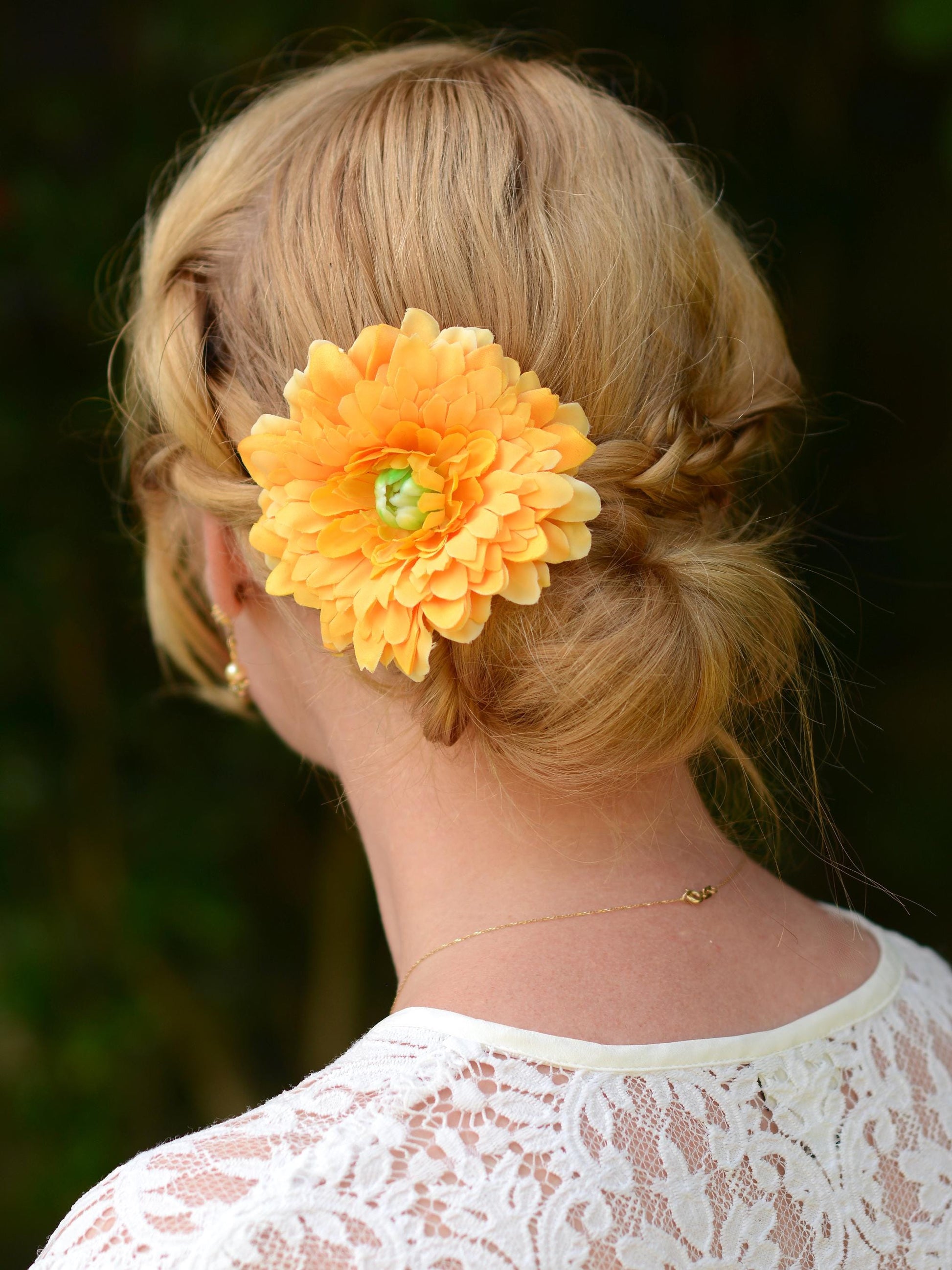 Golden Yellow Dahlia Flower Hair Clip | Pin Up Hair Flower | Bridesmaids Hair Clip | Hair Accessory | Floral Headpiece | Fascinator