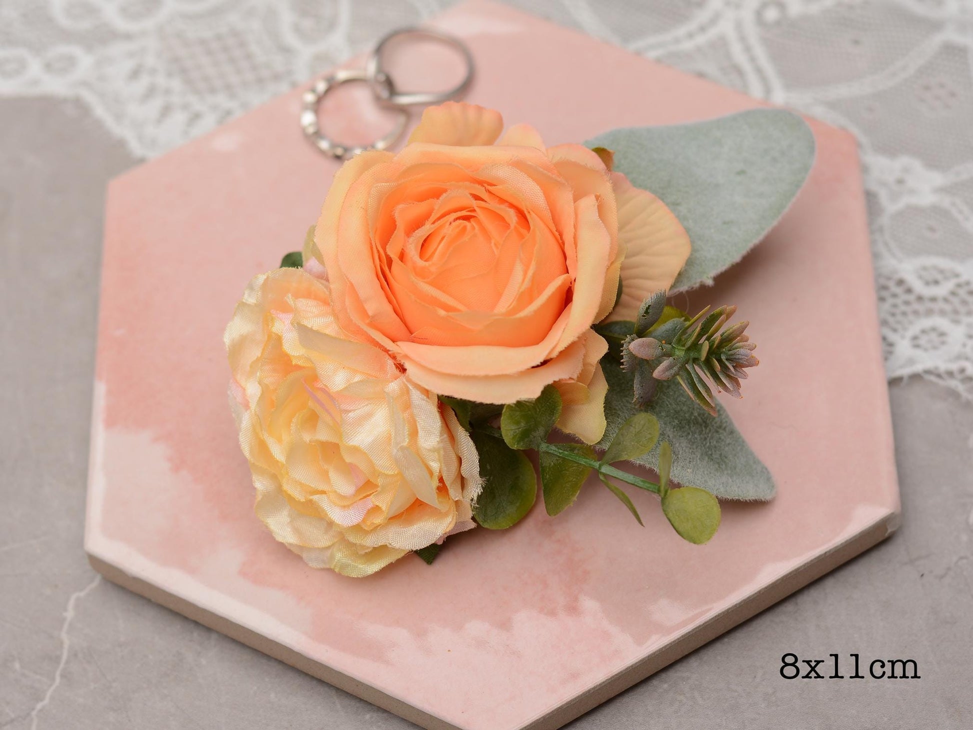 Yellow and Peach Rose and Peony Hair Clip | Yellow Flower Hair Clip | Orange Hair Clip | Bridesmaids Hair Clip | Bridal Hair Clip