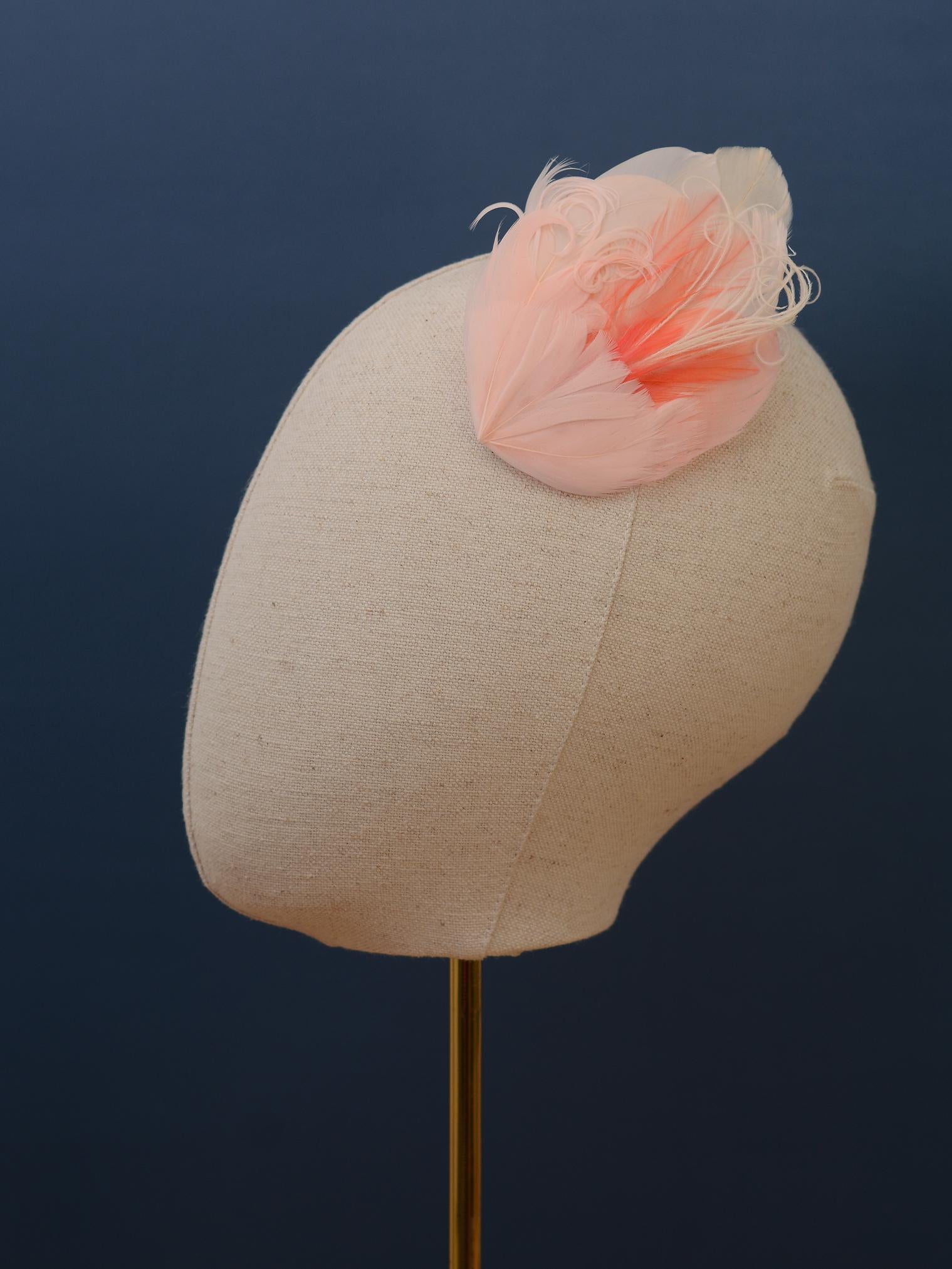 Feather Hair Clip in Ombre Blush Pink and Ivory No.35 | Feather Fascinator | Feather Headpiece | Wedding Fascinator | Bridal Headpiece