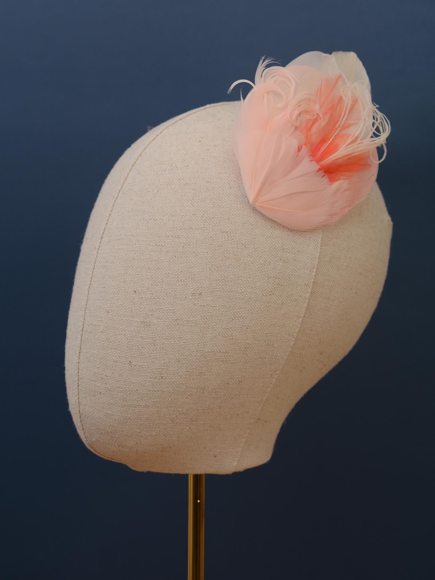Feather Hair Clip in Ombre Blush Pink and Ivory No.35 | Feather Fascinator | Feather Headpiece | Wedding Fascinator | Bridal Headpiece