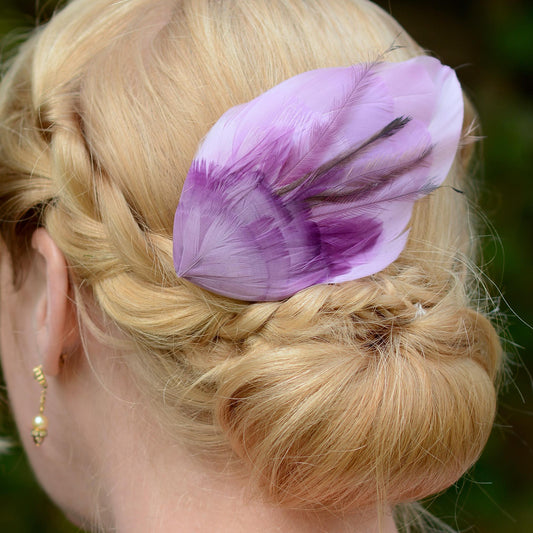 Feather Hair Clip in Ombre Lilac and Purple No.21 | Purple Feather Fascinator | Lilac Feather Headpiece | Wedding Fascinator | Bridal