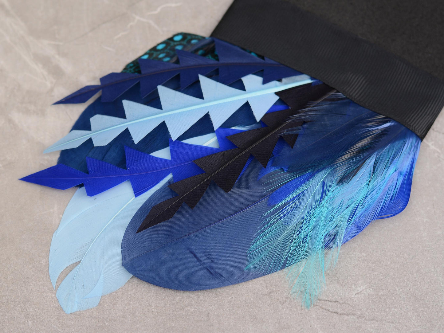 Shades of Blue Goose Feather Pocket Square No.208 | Suit Accessory | Feather Neck Tie | Grooms Outfit | Groomsmen Gift