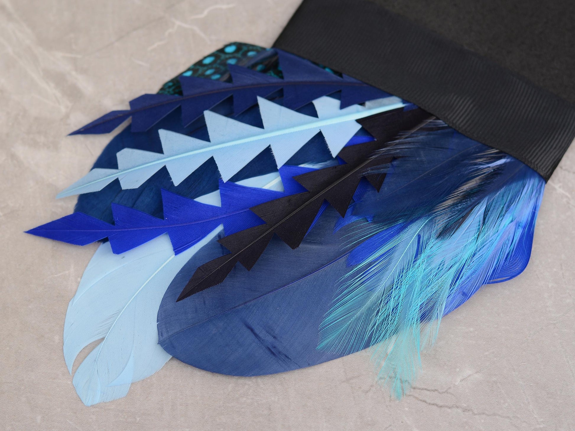 Shades of Blue Goose Feather Pocket Square No.208 | Suit Accessory | Feather Neck Tie | Grooms Outfit | Groomsmen Gift