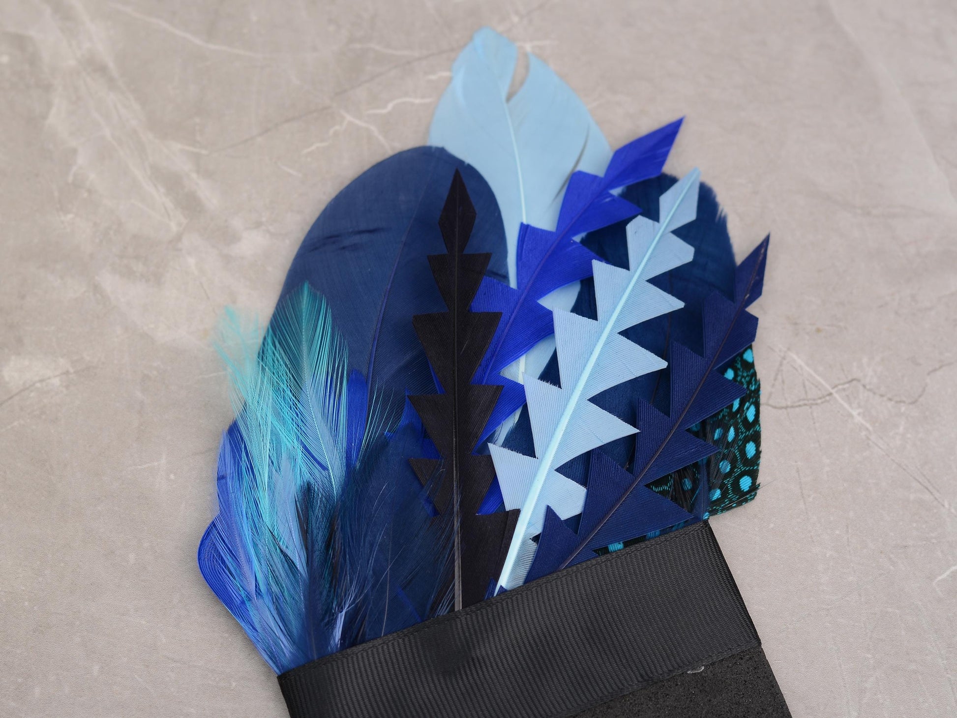 Shades of Blue Goose Feather Pocket Square No.208 | Suit Accessory | Feather Neck Tie | Grooms Outfit | Groomsmen Gift