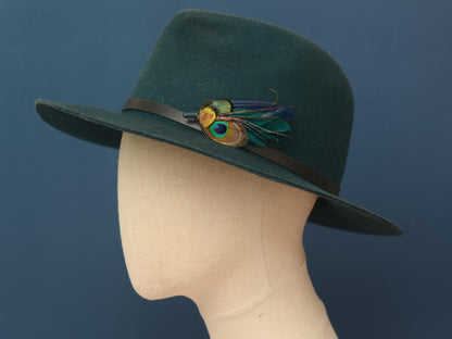 Teal and Navy Peacock Feather Boutonniere | Peacock Feather Corsage | Peacock Feather Brooch