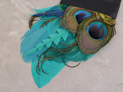 Peacock Feather Pocket Square in Teal and Turquoise Green No.215 | Suit Accessory | Feather Neck Tie | Grooms Outfit | Groomsmen Gift