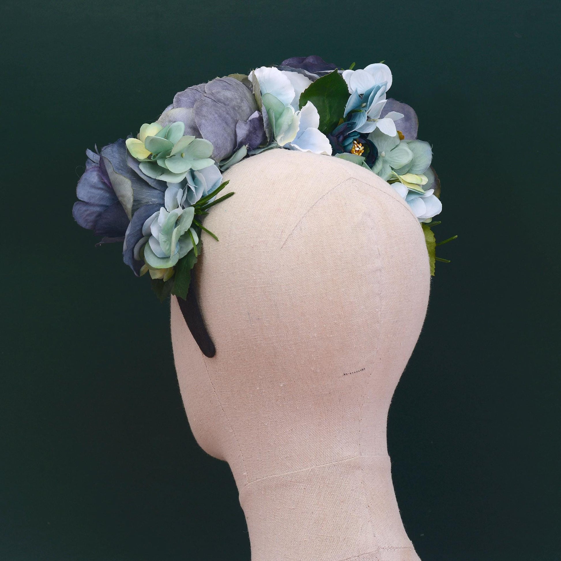 Oceana - Flower Crown Headpiece in Blue | Blue Flower Crown | Peony Flower Crown | Rose Headband | Something Blue | Bridal Headpiece