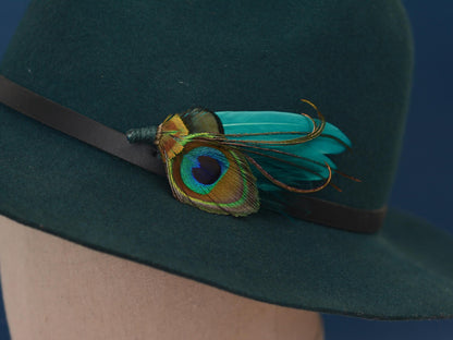 Teal Peacock Feather Boutonniere | Peacock Feather Corsage | Peacock Feather Brooch