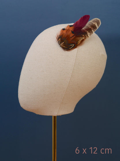 Pheasant Feather Hair Clip in Copper and Plum | Plum and Pheasant Feather Fascinator | Feather Headpiece | Bridesmaid Hair Clip | Wedding