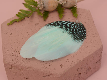 Feather Fascinator in Mint Green and Polka Dot | Mint Feather Hair Clip | Mint Feather Headpiece | Wedding Fascinator | Bridal Headpiece