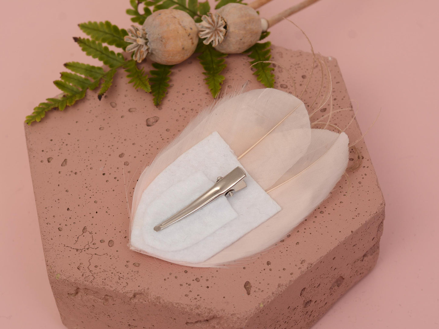 Feather Hair Clip in Blush Pink | Feather Fascinator | Feather Headpiece | Bridal Hair Clip | Bridesmaids Hair Clip