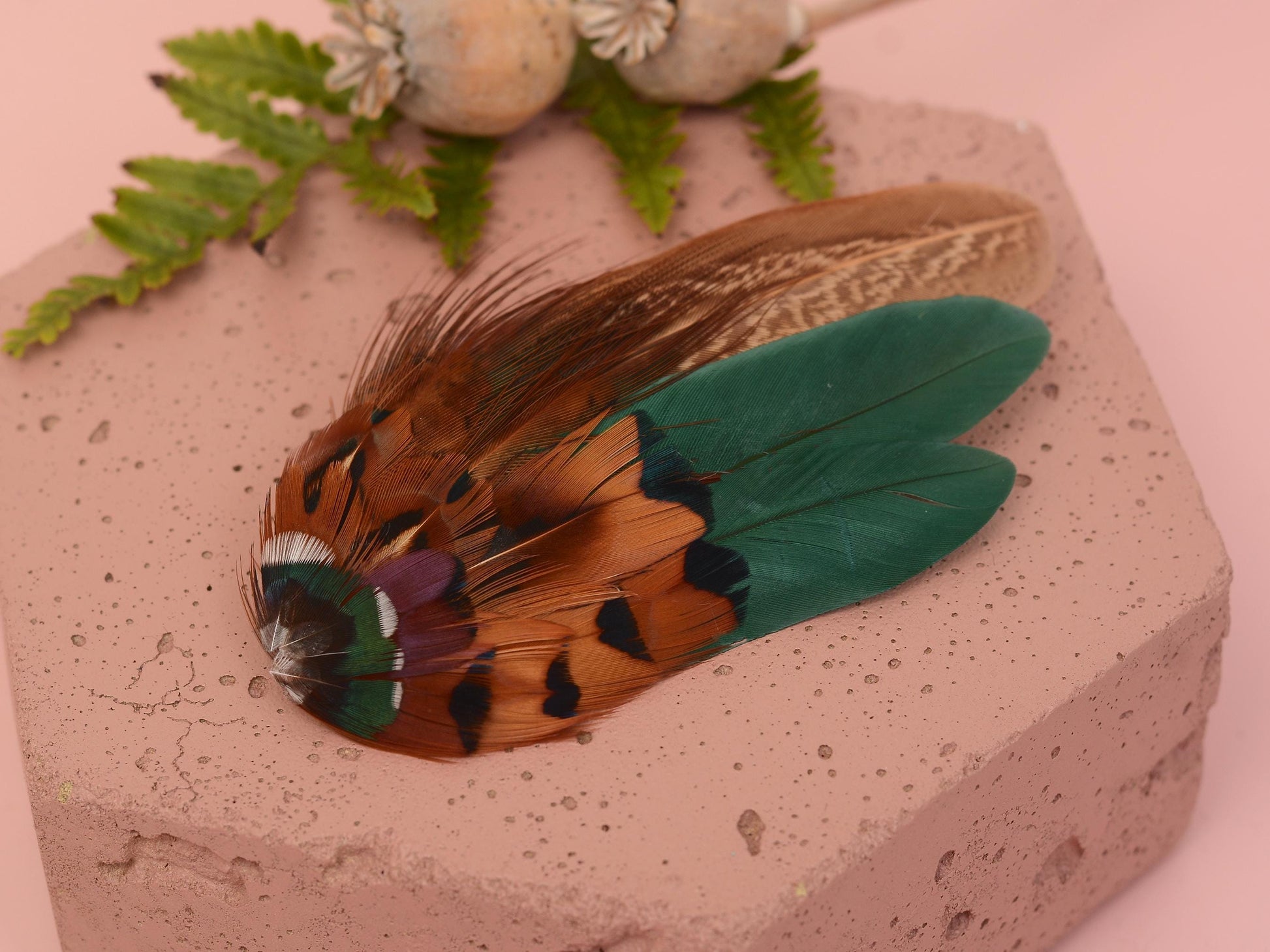 Bottle Green and Copper Pheasant Feather Hair Clip | Feather Fascinator | Bridal | Bridesmaid Hair Clip | Wedding Fascinator