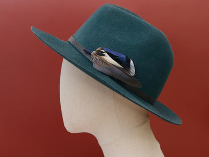 Blue Duck Feather Brooch Pin | Duck Feather Boutonniere | Pheasant Feather Lapel Pin | Feather Hat Pin