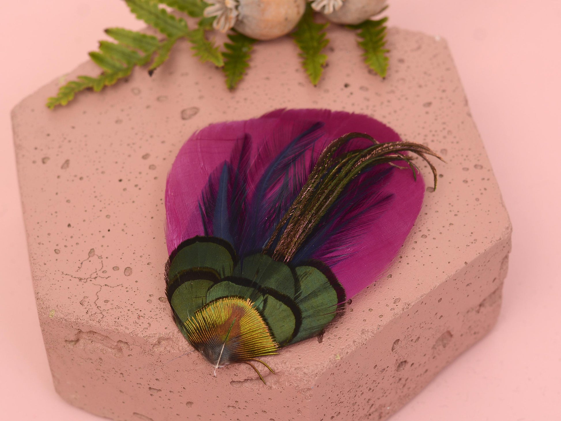 Plum Feather Hair Clip | Peacock Feather Fascinator | Wedding Fascinator | Bridal Hair Clip | Bridesmaid Hair Clip | Purple Hair Clip