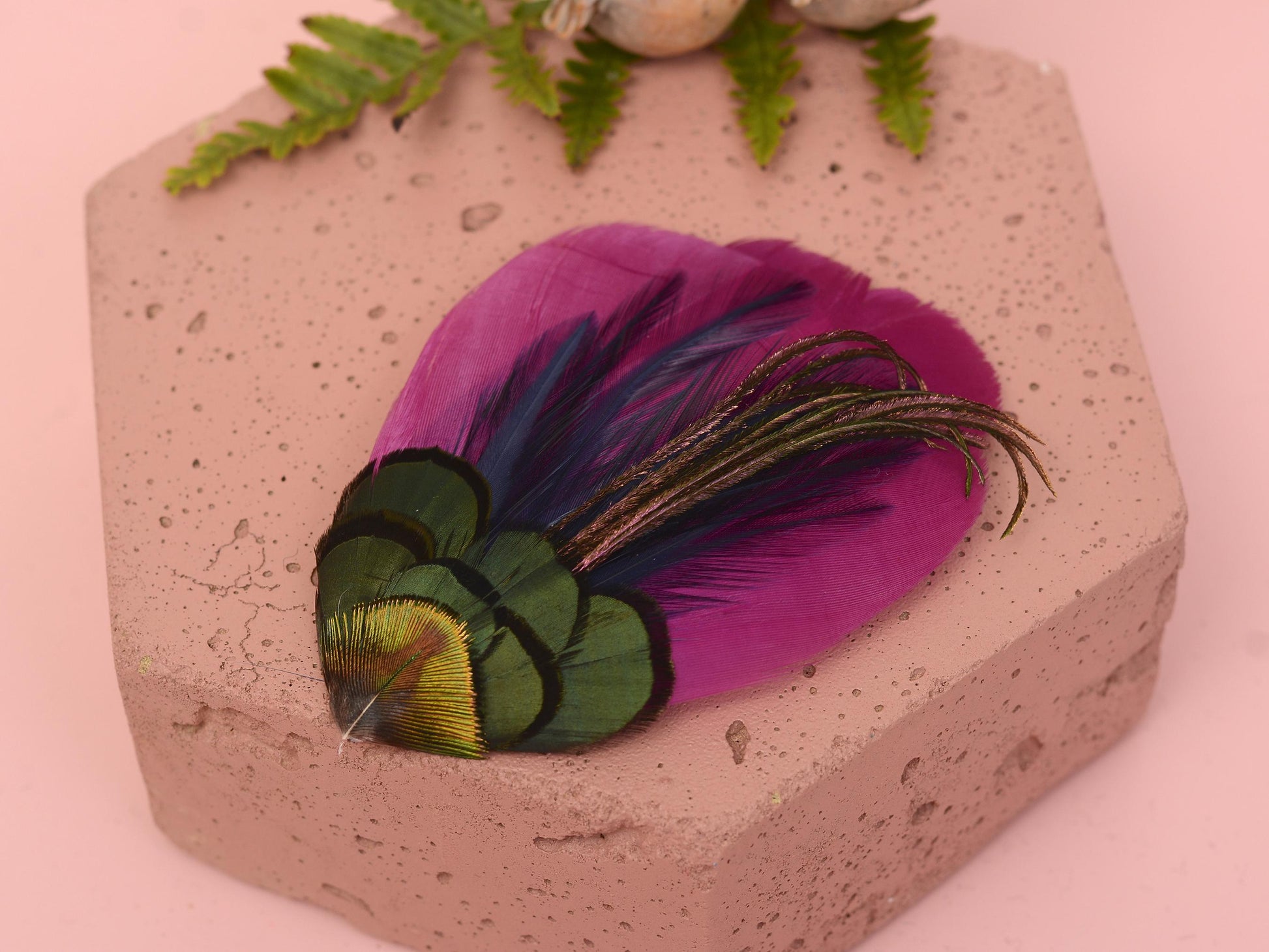 Plum Feather Hair Clip | Peacock Feather Fascinator | Wedding Fascinator | Bridal Hair Clip | Bridesmaid Hair Clip | Purple Hair Clip