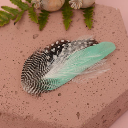 Feather Hair Clip in Mint Green and Polka Dot | Mint Feather Hair Clip | Mint Feather Headpiece | Wedding Fascinator | Bridal Headpiece