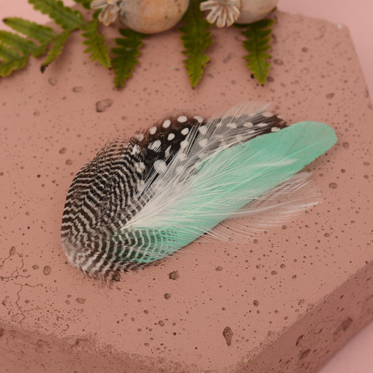 Feather Hair Clip in Mint Green and Polka Dot | Mint Feather Hair Clip | Mint Feather Headpiece | Wedding Fascinator | Bridal Headpiece