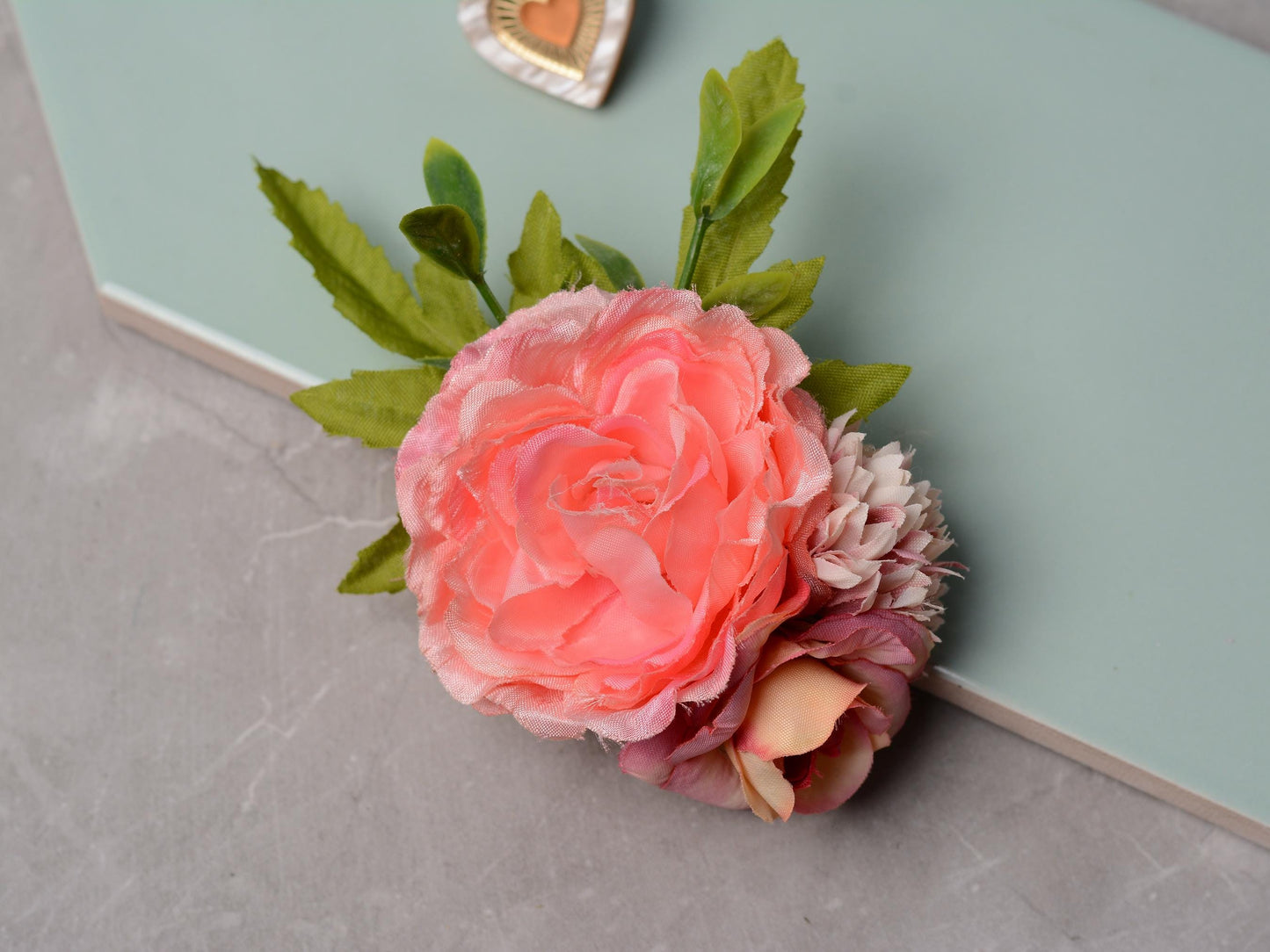 Flower Hair Clip in Coral and Blush Pink | Bridesmaids Hair Clip | Floral Headpiece | Bridal Hair Clip | Flower Bun Clip