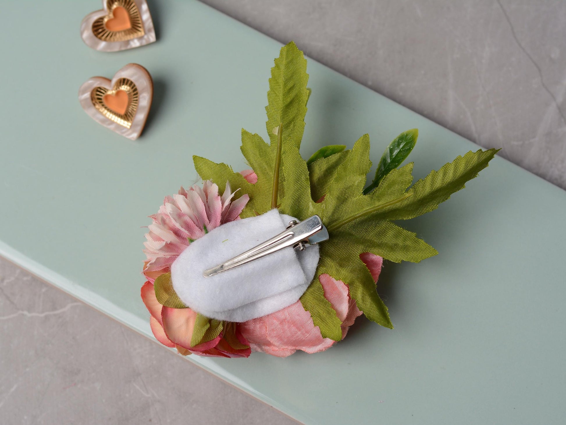 Flower Hair Clip in Coral and Blush Pink | Bridesmaids Hair Clip | Floral Headpiece | Bridal Hair Clip | Flower Bun Clip