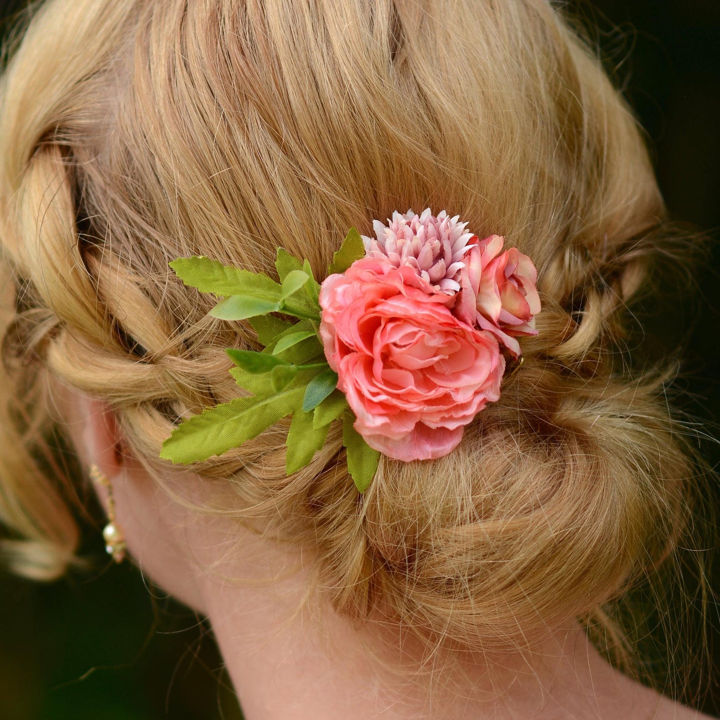 Flower Hair Clip in Coral and Blush Pink | Bridesmaids Hair Clip | Floral Headpiece | Bridal Hair Clip | Flower Bun Clip