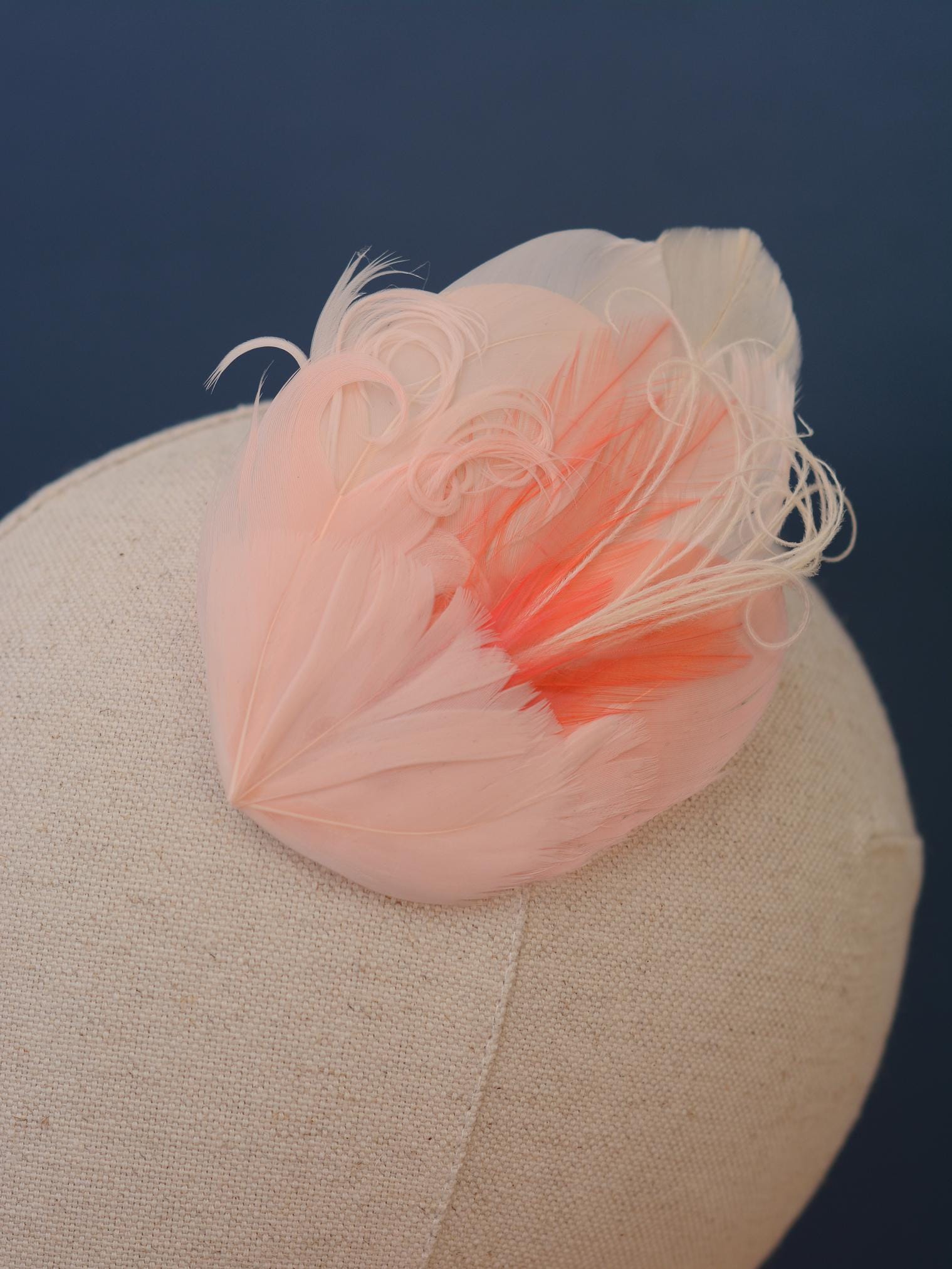 Feather Hair Clip in Ombre Blush Pink and Ivory No.35 | Feather Fascinator | Feather Headpiece | Wedding Fascinator | Bridal Headpiece