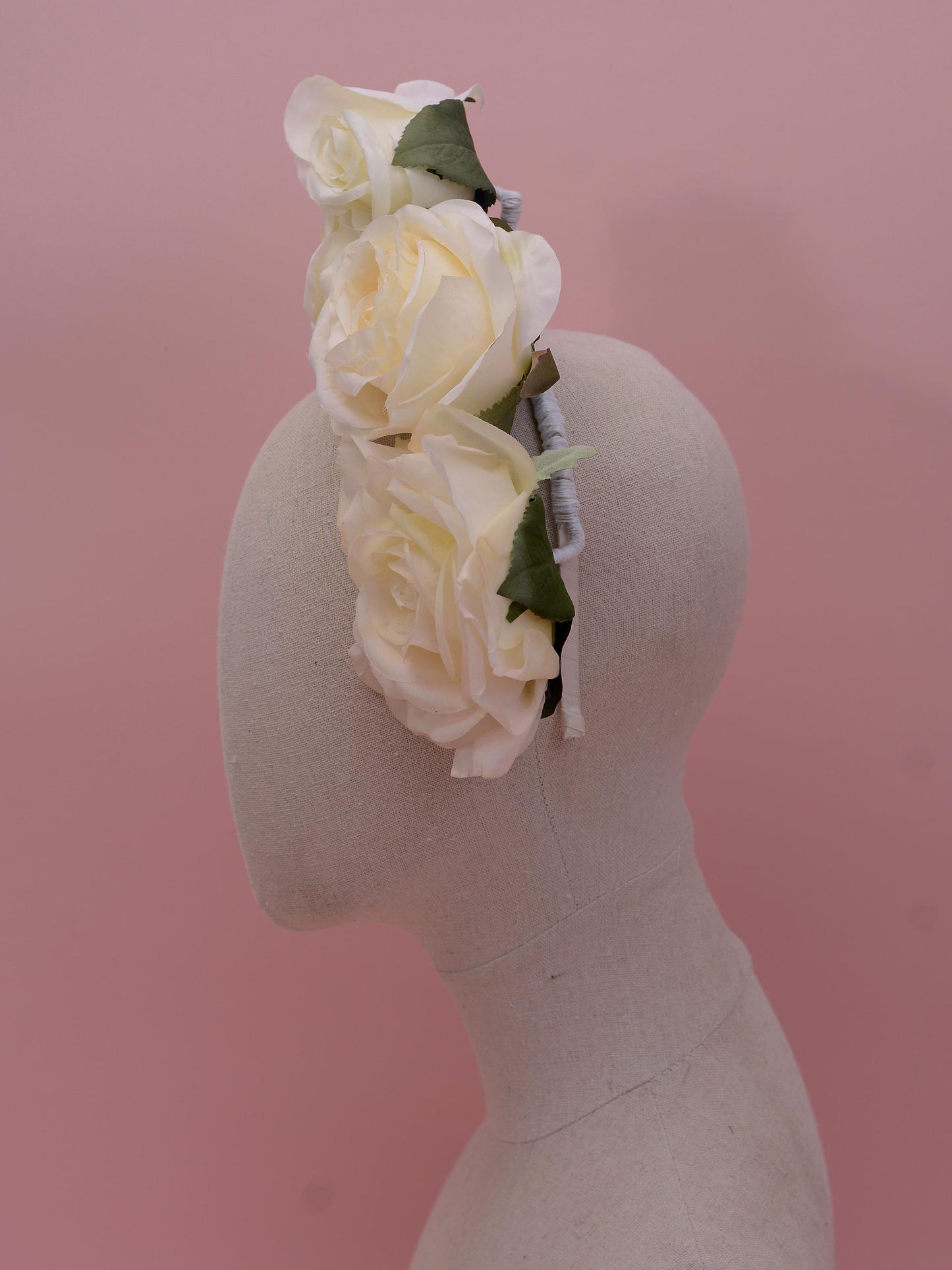 Sculptural Floating Ivory Roses Headpiece | Flower Crown | Flower Headband | Bridal Headpiece | Wedding Headpiece | Races Headpiece