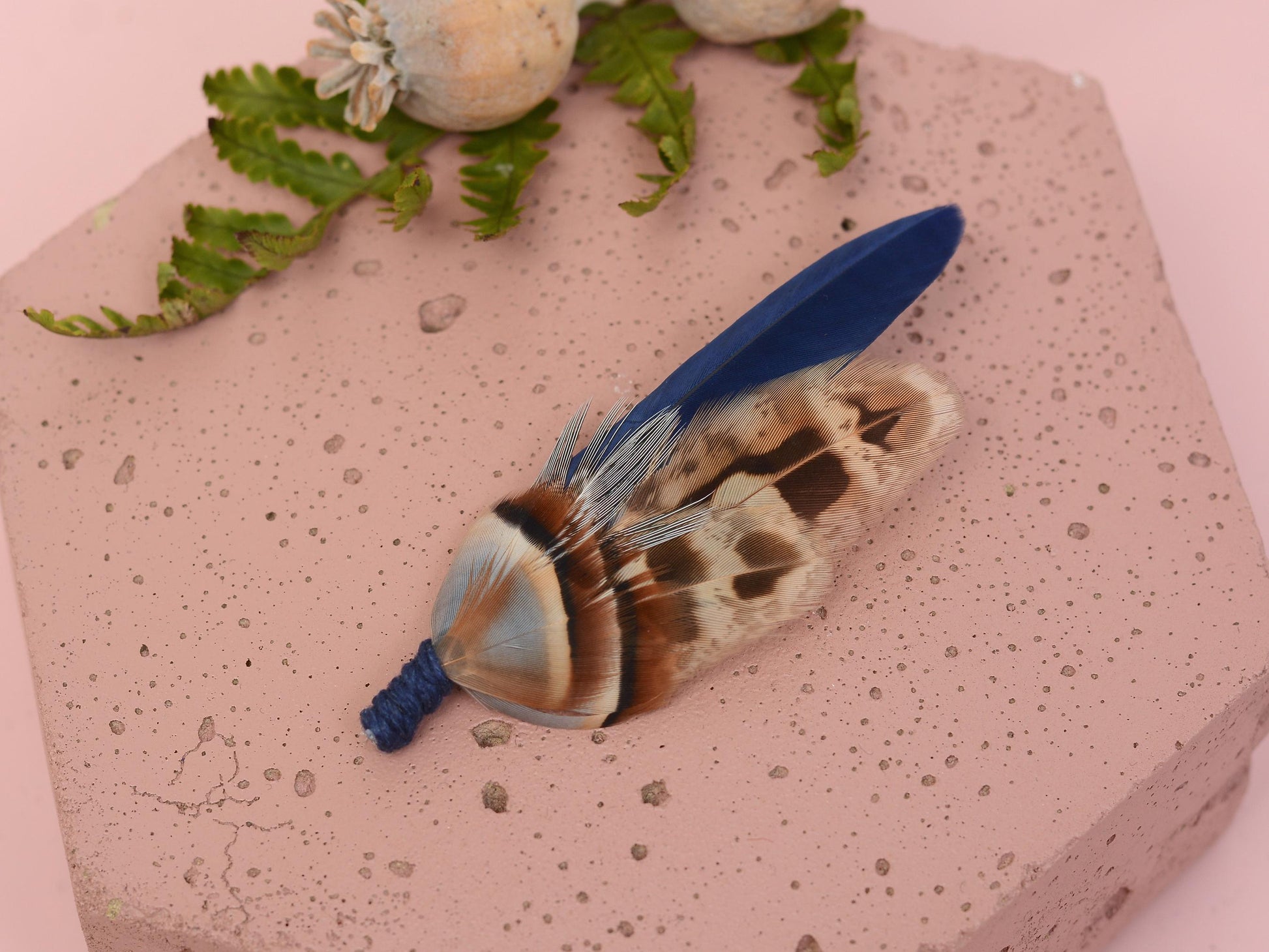 Navy Blue Partridge and Pheasant Feather Hair Clip / Feather Boutonniere Set | Pheasant Feather Fascinator | Bridesmaid Hair Clip