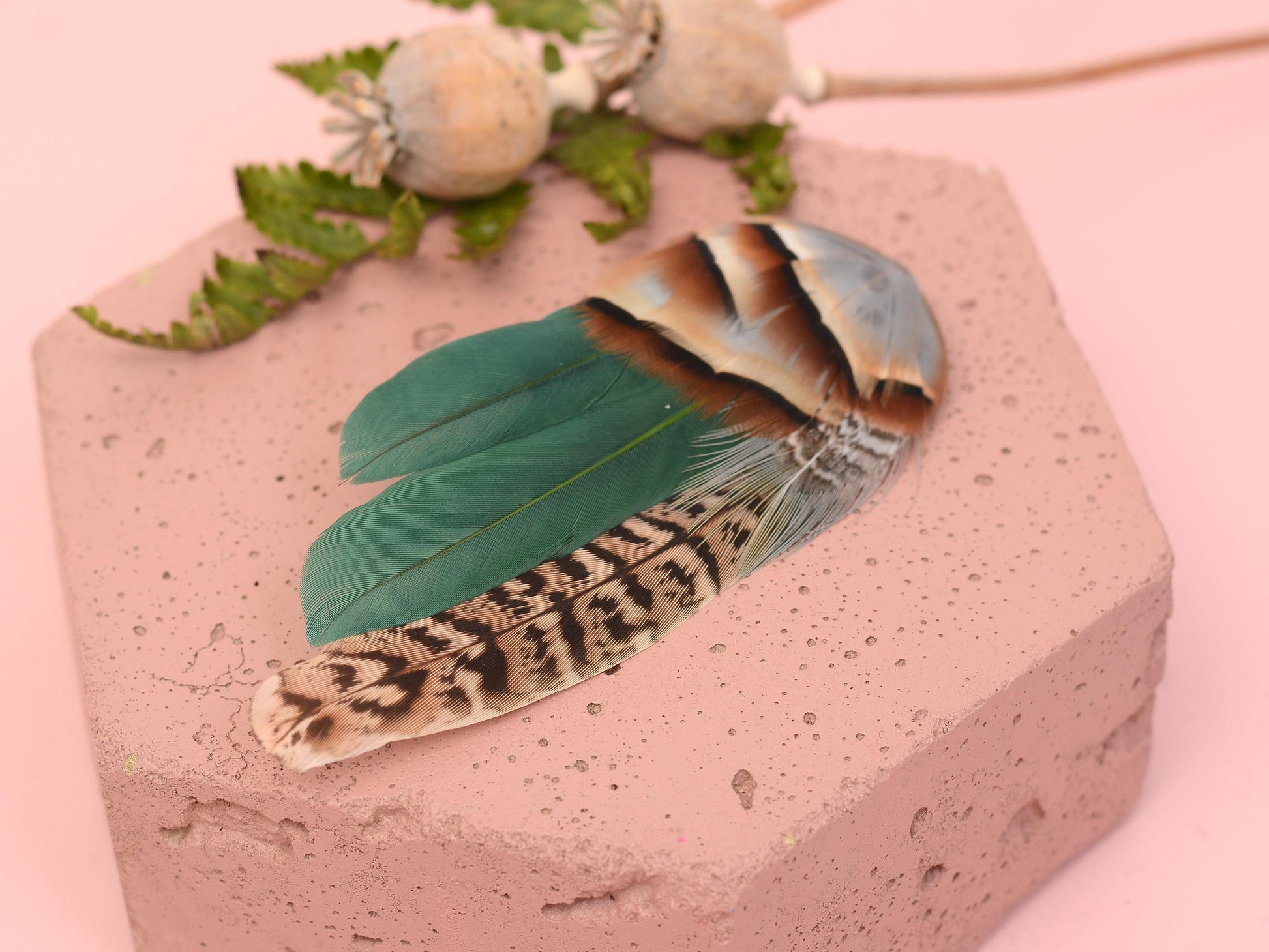 Green Partridge and Pheasant Feather Hair Clip / Boutonniere Set | Pheasant Feather Fascinator | Bridesmaid Hair Clip