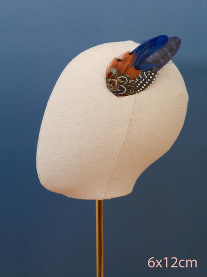 Navy Blue Feather Hair Clip, Feather Fascinator