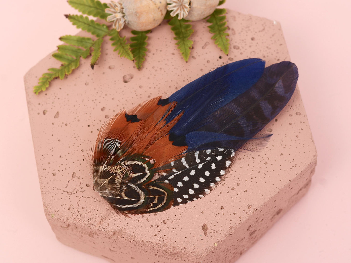 Navy Blue Feather Hair Clip, Feather Fascinator