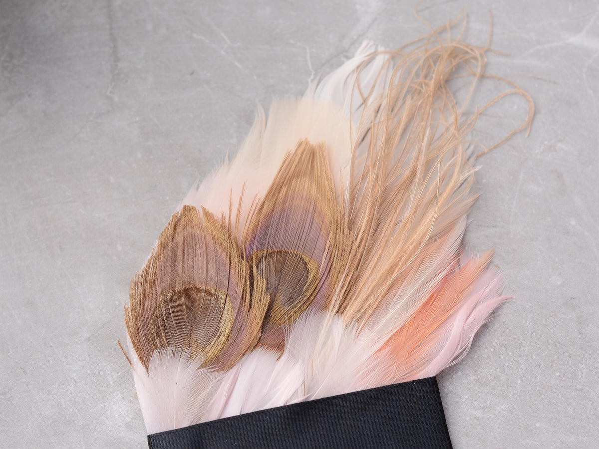 Ivory and Blush Pink Feather Pocket Square No.144 | Suit Accessory | Feather Neck Tie | Grooms Outfit | Groomsmen Gift | Wedding