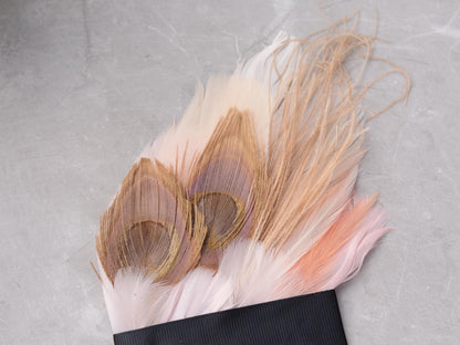 Ivory and Blush Pink Feather Pocket Square No.144 | Suit Accessory | Feather Neck Tie | Grooms Outfit | Groomsmen Gift | Wedding
