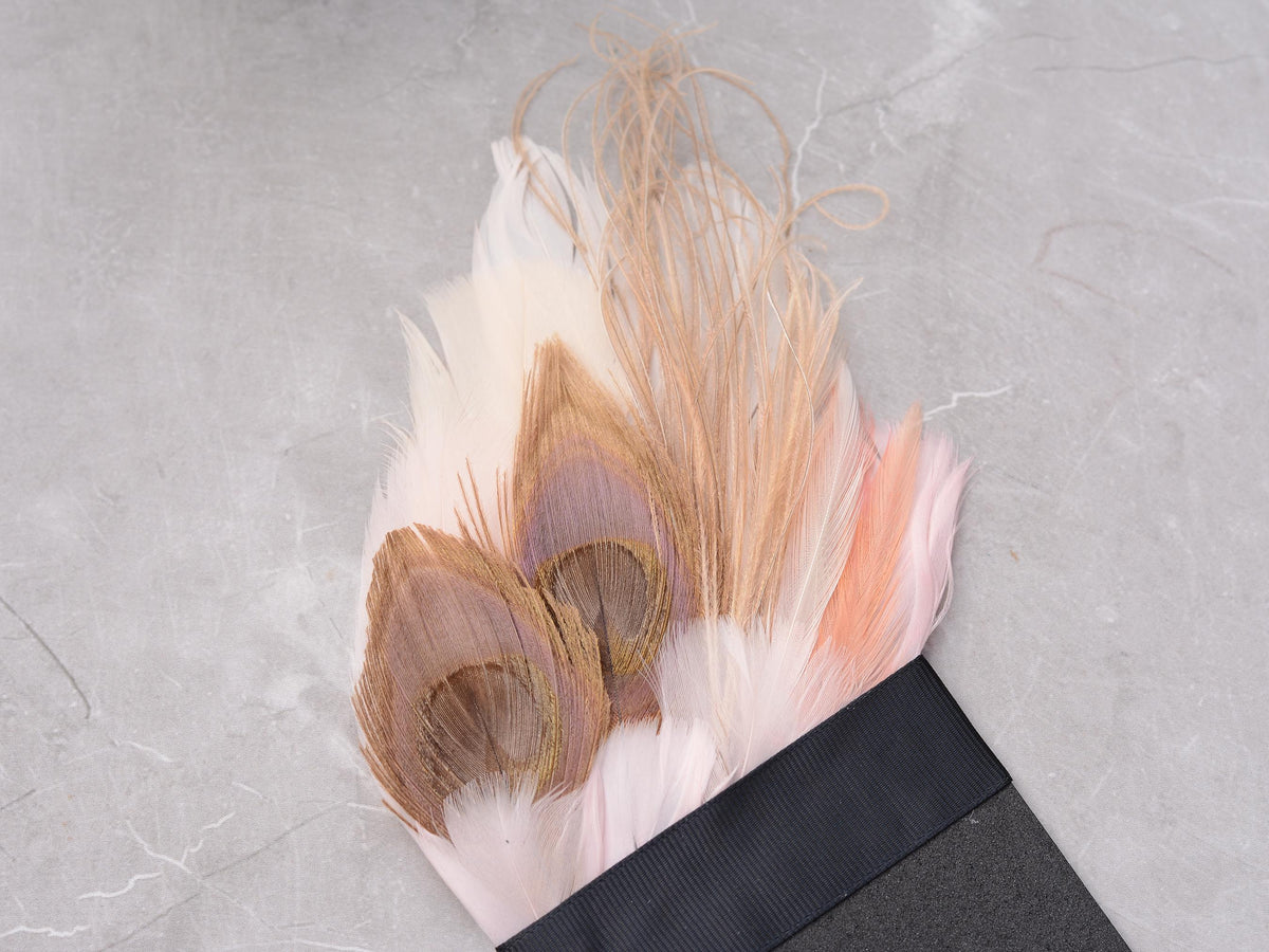 Ivory and Blush Pink Feather Pocket Square No.144 | Suit Accessory | Feather Neck Tie | Grooms Outfit | Groomsmen Gift | Wedding