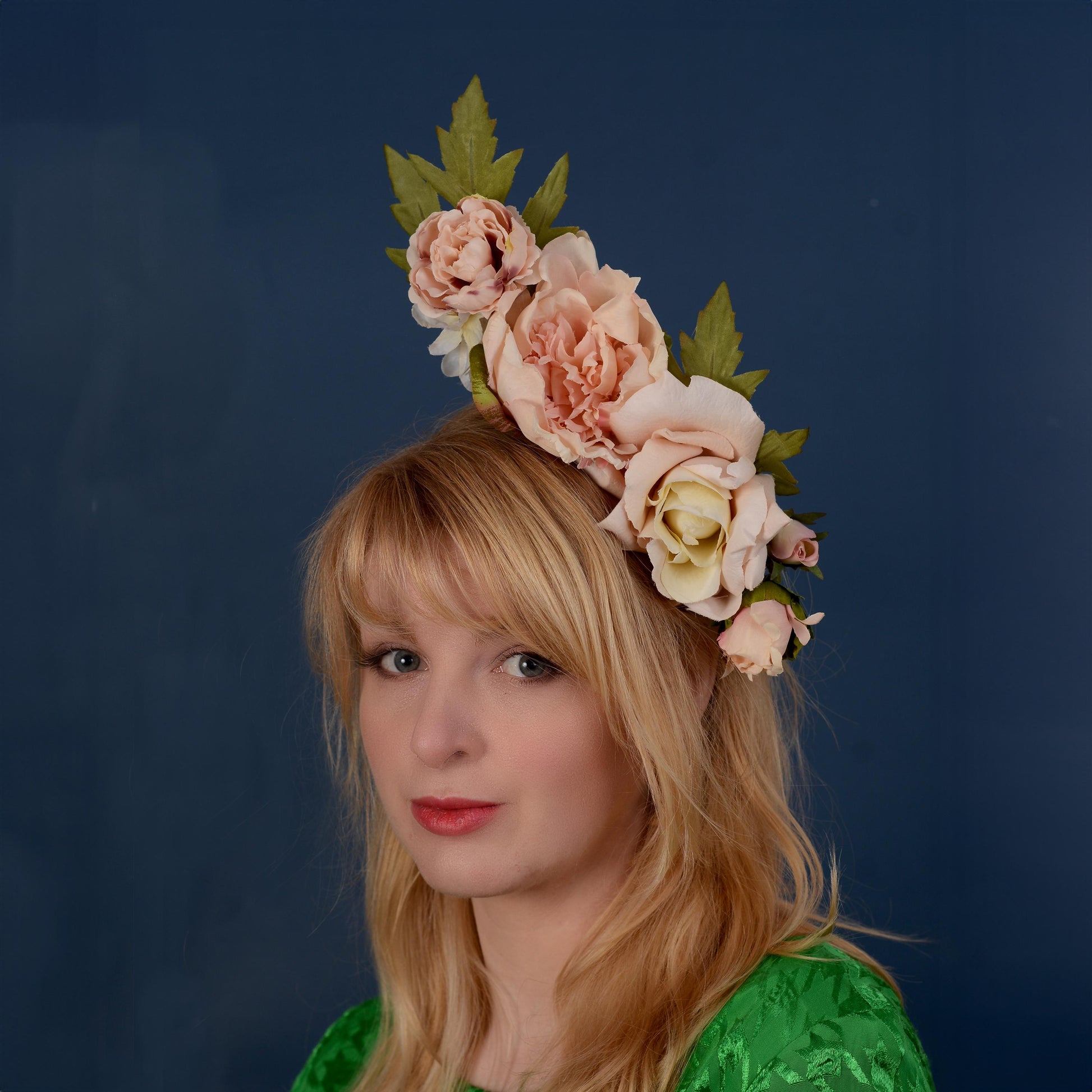 Floating Flower Headpiece in Blush Pink Peony and Roses | Flower Crown | Flower Headband | Wedding Headpiece | Races Headpiece