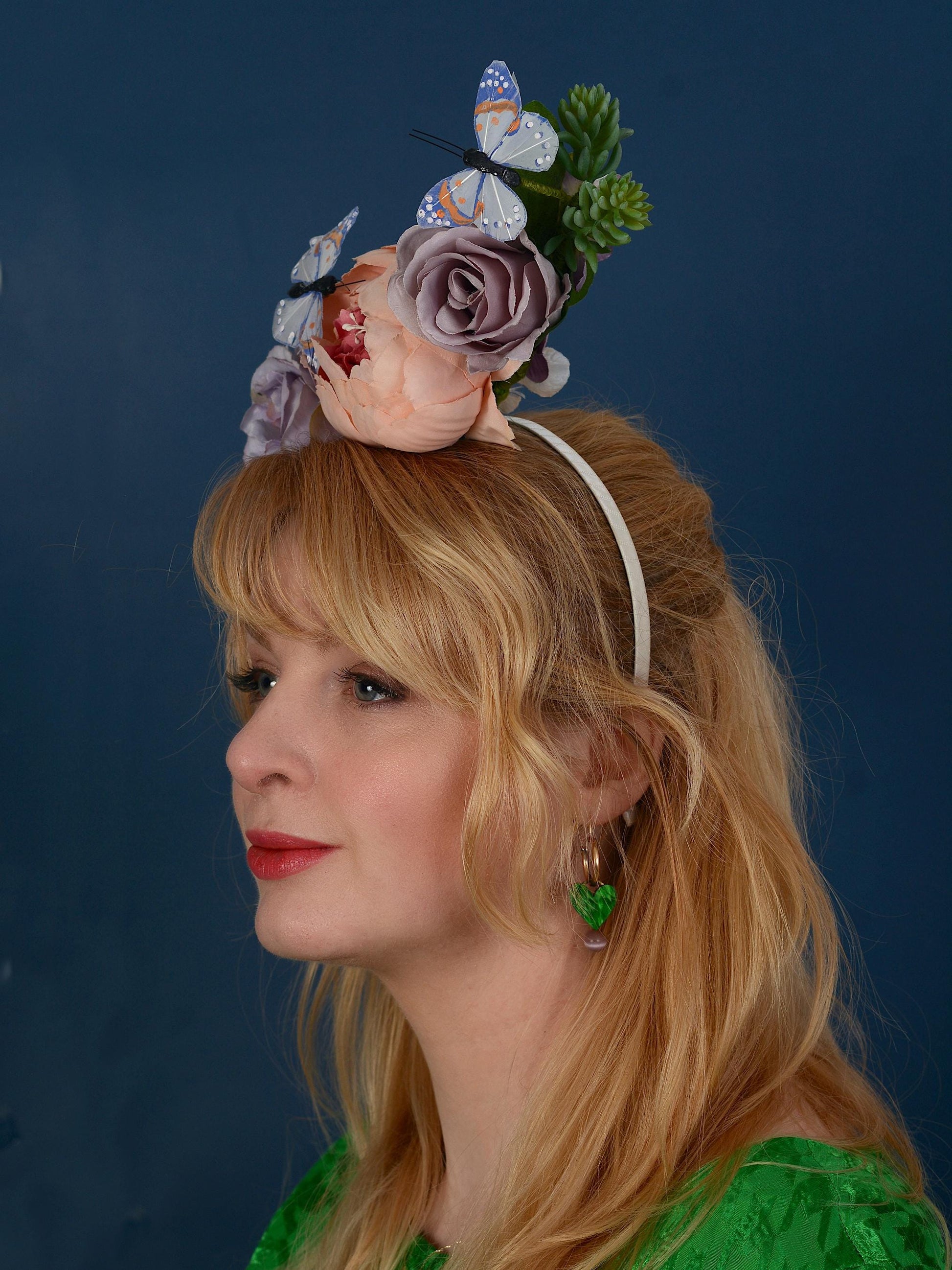Sculptural Flower Headpiece in Blush Pink and Lilac | Flower Crown | Flower Headband | Wedding Headpiece | Races Headpiece