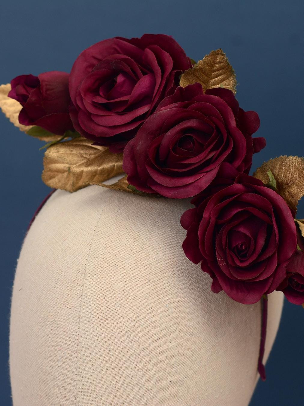 Plum Purple and Gold Floating Roses Headpiece | Flower Headband | Flower Fascinator | Bridal Headpiece | Wedding Headpiece | Races Headpiece